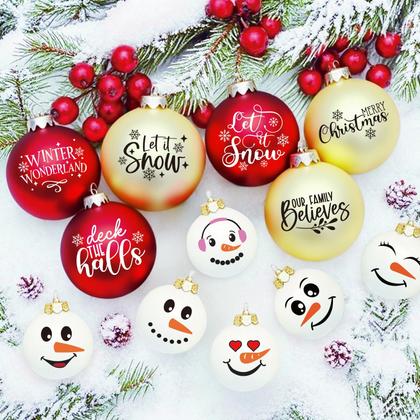 Imagem de 80 peças de adesivos de rosto de boneco de neve para artesanato Adesivo de Natal Decalques de Natal e Inverno Adesivos de vinil de Natal para enfeites, copos de vidro, bolas, madeira, parede, suprimentos para festas, decoração (palavras 80)