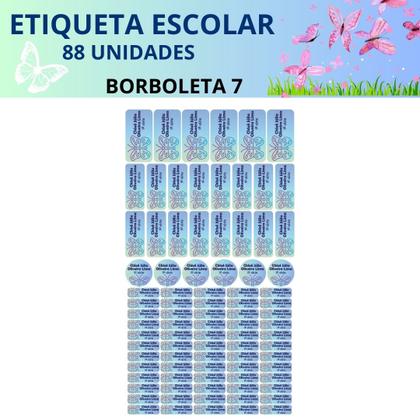 Imagem de 88 Etiquetas Escolares Personalizado Vinil Borboleta