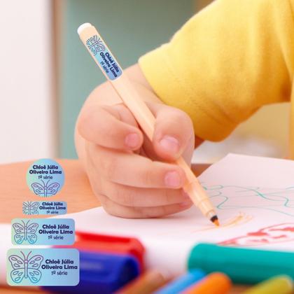 Imagem de 88 Etiquetas Escolares Personalizado Vinil Borboleta