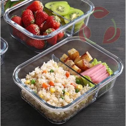 Imagem de 8UNI Pote de Vidro Hermético Tampa e Divisória 1010ML Retangular