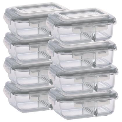 Imagem de 8UNI Pote de Vidro Hermético Tampa e Divisória 1010ML Retangular