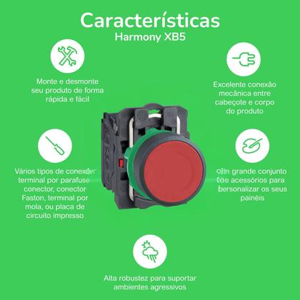 Imagem de 9 Botão Comando Plástico 22mm Bloco 1NF - Modelo XB5AA42 Schneider