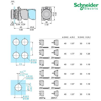 Imagem de 9 Botão Comando Plástico 22mm Bloco 1NF - Modelo XB5AA42 Schneider