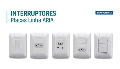 Imagem de 9 Conjunto Interruptor Simples 6A + 2 Tomadas 2P+T 10A Aria