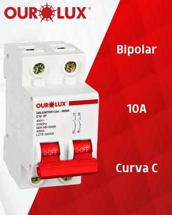 Imagem de 9 Disjuntor 2 Polos 10 Amperes Curva C Ourolux