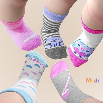 Imagem de 9 Pares de Meias Estampada Infantil Mash em Algodão Cano Médio Baby do 0 a 21 Menina e Menino