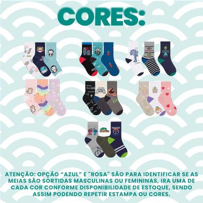 Imagem de 9 Pares Meias Infantil Selene Estampada Calcanhar Verdadeiro
