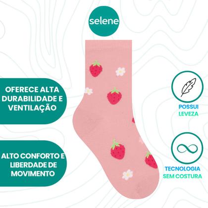Imagem de 9 Pares Meias Infantil Selene Estampada Calcanhar Verdadeiro