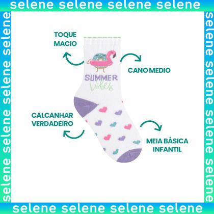 Imagem de 9 Pares Meias Infantil Selene Estampada Calcanhar Verdadeiro
