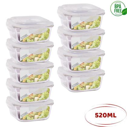 Imagem de 9 Potes Hermetico de Vidro 520ml Dieta Marmita Fitness