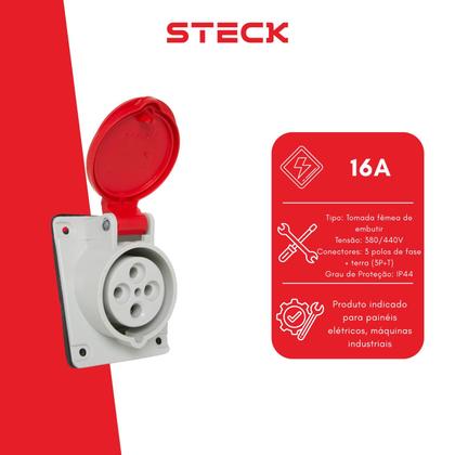 Imagem de 9 Tomada Embutir Newkon 16A 3P+T Steck 380/440V IP44 N4046