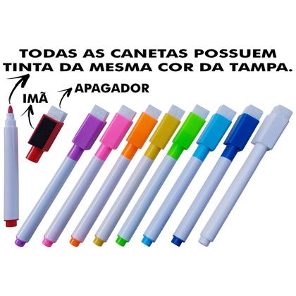 Imagem de 90 Canetas Giz Líquido Colorida para Quadro Preto com Apagador e Imã