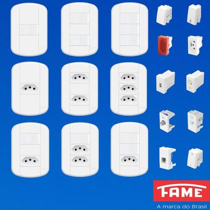 Imagem de 9un Interruptor Simples 3 Teclas 16A Com Placa Blanc Mais FAME