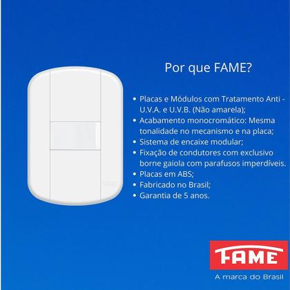 Imagem de 9un Interruptor Simples 3 Teclas 16A Com Placa Blanc Mais FAME