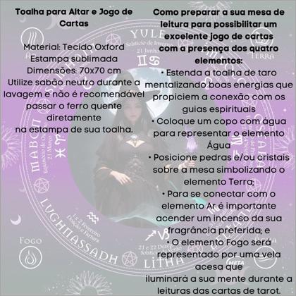 Imagem de A Legitima Toalha Jogo Cartas Bruxa Tocha Wicca 70x70cm Roxa
