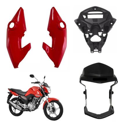 Aba (Asa) Tanque Cg Fan 160 2016 até 2021 + Farol Completo Com Aranha do Painel - Sportive Imagem de Aba (Asa) Tanque Cg Fan 160 2016 até 2021 + Farol Completo Com Aranha do Painel