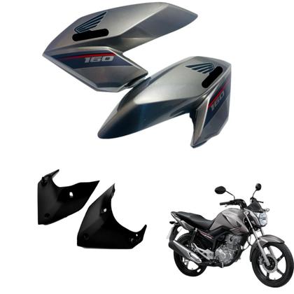 Imagem de Aba (Asa) Tanque Cg Fan 160 2016 Até 2021 + Tampa Lateral Farol Completo Rabeta Traseira 3 peças
