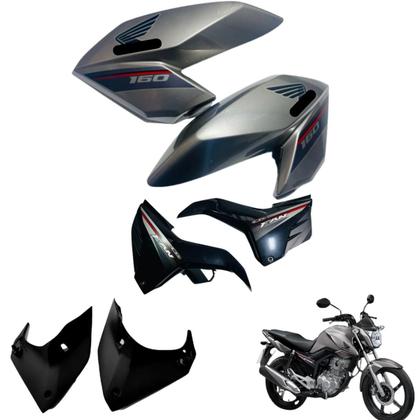 Imagem de Aba (Asa) Tanque Cg Fan 160 2016 Até 2021 + Tampa Lateral Farol Completo Rabeta Traseira 3 peças