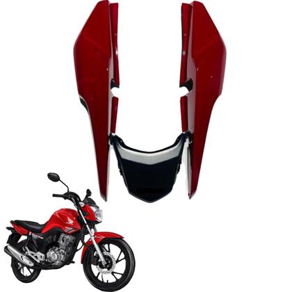 Aba do Tanque Cg Fan 160 modelo 2016 até 2021 Par de Complementos Tampa Lateral Paralama Rabeta Traseira 3 peças - Sportive Paramotos Imagem de Aba do Tanque Cg Fan 160 modelo 2016 até 2021 Par de Complementos Tampa Lateral Paralama Rabeta Traseira 3 peças