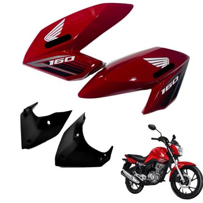 Aba do Tanque Cg Fan 160 modelo 2016 até 2021 Par de Complementos Tampa Lateral Paralama Rabeta Traseira 3 peças - Sportive Paramotos Imagem de Aba do Tanque Cg Fan 160 modelo 2016 até 2021 Par de Complementos Tampa Lateral Paralama Rabeta Traseira 3 peças
