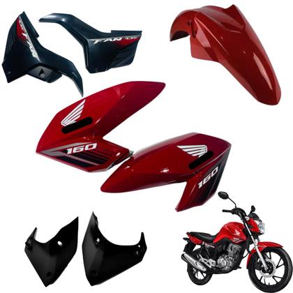 Aba do Tanque Cg Fan 160 modelo 2016 até 2021 Par de Complementos Tampa Lateral Paralama Rabeta Traseira 3 peças - Sportive Paramotos Imagem de Aba do Tanque Cg Fan 160 modelo 2016 até 2021 Par de Complementos Tampa Lateral Paralama Rabeta Traseira 3 peças