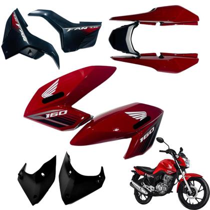 Aba do Tanque Cg Fan 160 modelo 2016 até 2021 Par de Complementos Tampa Lateral Paralama Rabeta Traseira 3 peças - Sportive Paramotos Imagem de Aba do Tanque Cg Fan 160 modelo 2016 até 2021 Par de Complementos Tampa Lateral Paralama Rabeta Traseira 3 peças