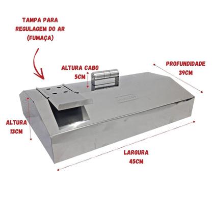 Imagem de Abafador De Inox 45cm + Pedra Refratária 36cm Churrasqueira