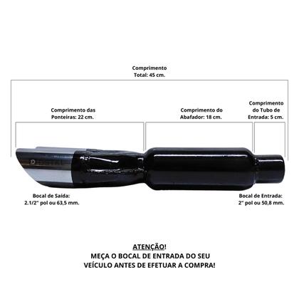 Imagem de Abafador Esportivo Jk Preto Com Ponteira Dupla Curta Cromada