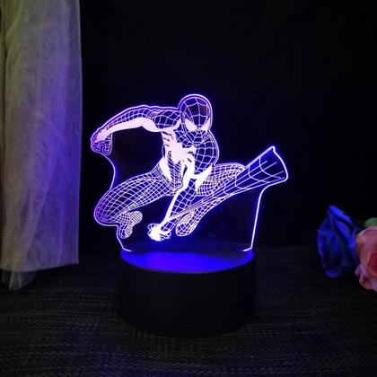 Imagem de Abajur 3D Acrílico do Homem-Aranha - Luminária de Mesa LED USB