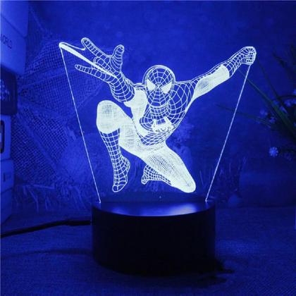 Imagem de Abajur 3D Acrílico do Homem-Aranha - Luminária de Mesa LED USB