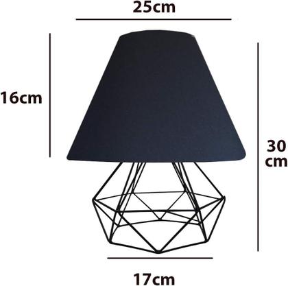 Imagem de Abajur Aramado Cúpula De Tecido Tamanho Pequeno ( Preto )