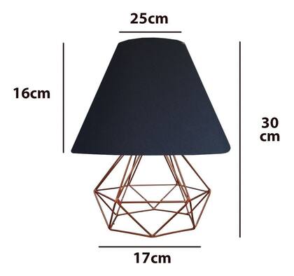 Imagem de Abajur Aramado Diamante e Cúpula De Tecido Ideal para Mesa De Canto, cabeceira, Quarto