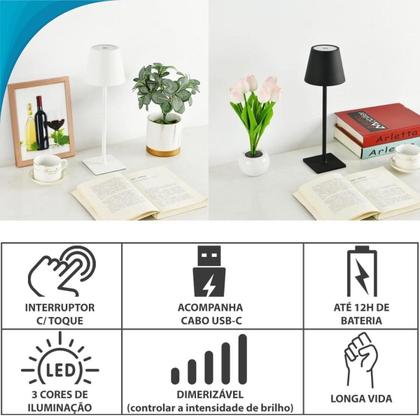 Imagem de Abajur Articulado Touch Usb C Com Luz Led Estudo E Leitura