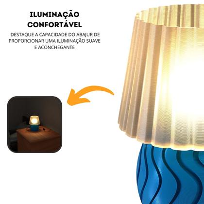 Imagem de Abajur Base Luminária de Mesa Cabeceira de Cama Escritório Quarto Sala com Lâmpada - ARTBOX3D