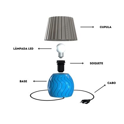 Imagem de Abajur Base Luminária de Mesa Cabeceira de Cama Escritório Quarto Sala com Lâmpada - ARTBOX3D