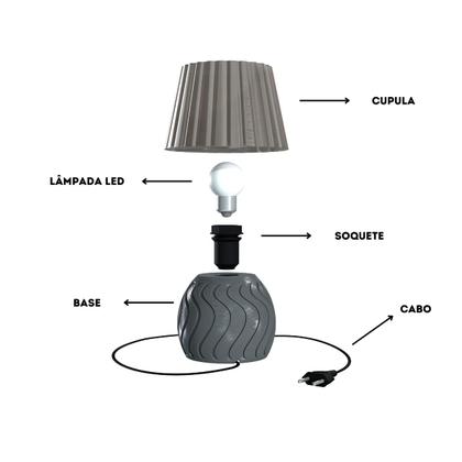 Imagem de Abajur Base Luminária de Mesa Cabeceira de Cama Escritório Quarto Sala com Lâmpada - ARTBOX3D