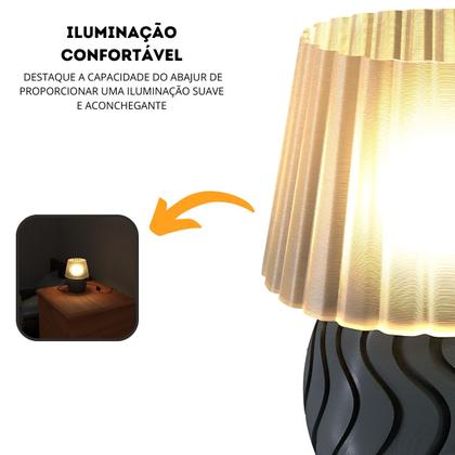 Imagem de Abajur Base Luminária de Mesa Cabeceira de Cama Escritório Quarto Sala com Lâmpada - ARTBOX3D