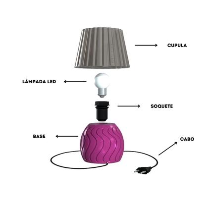 Imagem de Abajur Base Luminária de Mesa Cabeceira de Cama Escritório Quarto Sala com Lâmpada - ARTBOX3D