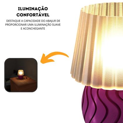 Imagem de Abajur Base Luminária de Mesa Cabeceira de Cama Escritório Quarto Sala com Lâmpada - ARTBOX3D