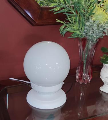 Imagem de Abajur Bola de Cristal Branco C/Esfera 10x15 Branco brilho