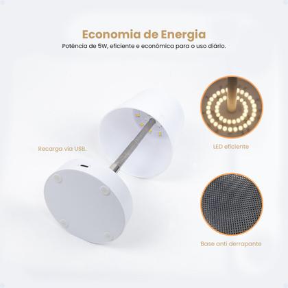 Imagem de Abajur De Cabeceira Luminária Led Mesa Portátil Recarregável