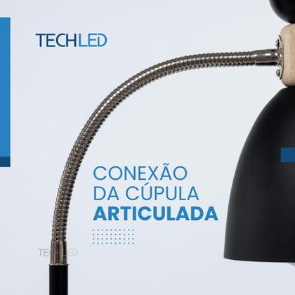 Imagem de Abajur de chão flexivel luminaria chao articulada piso detalhe em madeira Techled