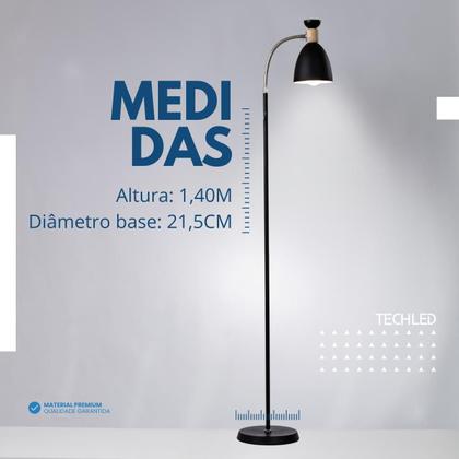 Imagem de Abajur de chão flexivel luminaria chao articulada piso detalhe em madeira Techled