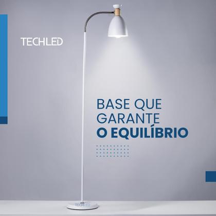 Imagem de Abajur de chão flexivel luminaria chao articulada piso detalhe em madeira Techled