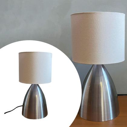 Imagem de Abajur de Mesa Cone Escovado Com Cúpula Para Decoração Casa e Sala, Quarto Cabeceira de Cama e Escritório leitura