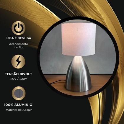 Imagem de Abajur de Mesa Cone Escovado Com Cúpula Para Decoração Casa e Sala, Quarto Cabeceira de Cama e Escritório leitura