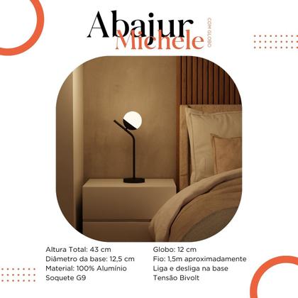 Imagem de Abajur de Mesa Luminária Moderno Jabuticaba Com Vidro Globo 12CM Para Sala, Quarto, Cama e Cabeceira, Escritório, Corredor