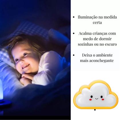 Imagem de Abajur De Tomada Infantil Quarto Luz Noturna Led Mini Nuvem