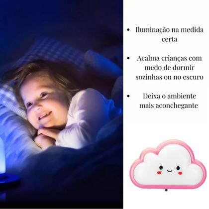 Imagem de Abajur De Tomada Infantil Quarto Luz Noturna Led Mini Nuvem