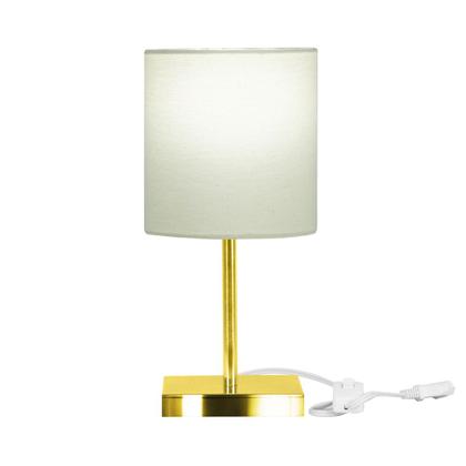 Imagem de Abajur Eros Cilindrico Bege Base Toda Dourado Quadrada